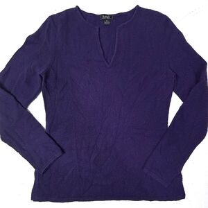 Prive 100% Cashmere Sweater Womens Small Purple VNeck Casual Top Eggplant EUC
